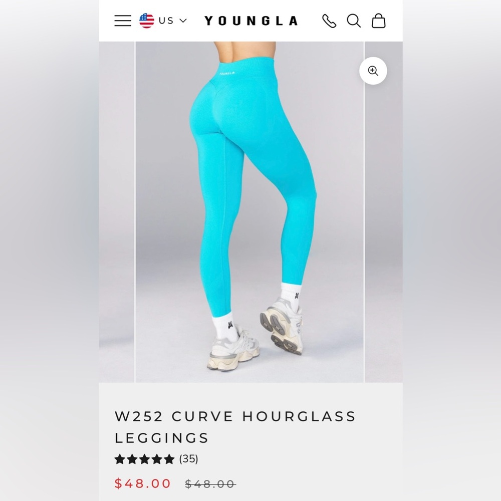 YoungLA W252 Curve Hourglass Leggings - Turquoise